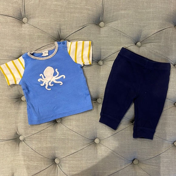 Octopus Fish Printed Mid-Season Terry Stuff Dress For Baby Boy In Blue Color main image 1